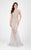 Terani Couture - Crystal Bead Embelished Tulle Godet Prom Dress 1711P2361 In Silver and Neutral
