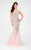 Terani Couture - Crystal Bead Embelished Tulle Godet Prom Dress 1711P2361 In Pink and Neutral