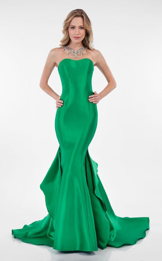 Terani Couture - Elegant Beaded Semi-Sweetheart Polyester Mermaid dress 1711P2371 In Green