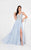 Terani Couture - Elegant Beaded and Embroidered V- Neck A-line Chiffon Gown 1711P2373 In Blue and Neutral