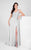 Terani Couture - Elegant Beaded and Embroidered V- Neck A-line Chiffon Gown 1711P2373 In Silver and Neutral