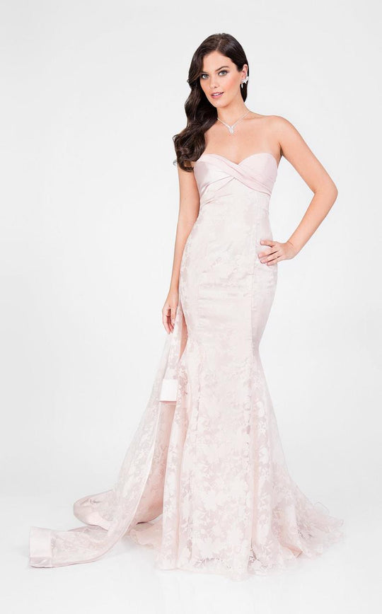 Terani Couture - Strapless Pleated Sweetheart Mermaid Evening Gown 1711P2389 In Pink