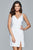 Faviana Fitted V-Neck Draped Cocktail Dress 7850 in White