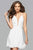 7851 Short Plunging V-Neck Cocktail Dress with Lace-Up back