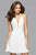 7851 Short Plunging V-Neck Cocktail Dress with Lace-Up back