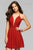 7851 Short Plunging V-Neck Cocktail Dress with Lace-Up back