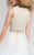 Terani Couture - Crochet-inspired Bateau Neck Two-piece A-line Dress 1711P2688 In Neutral