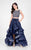 Terani Couture - 1711P2692G Jewel Festooned Ornate High Low Gown In Blue