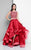 Terani Couture - 1711P2692G Jewel Festooned Ornate High Low Gown In Red