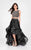 Terani Couture - 1711P2692 Two Piece Embellished High Low A-line Dress In Black and Nude