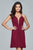 Faviana - Short Plunging V-Neck Cocktail Dress with Lace-Up back 7851 In Red