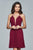 Faviana - Short Plunging V-Neck Cocktail Dress with Lace-Up back 7851 In Red