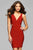 7852 Short V-neck Cocktail Dress with Side Cut-Outs