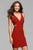 7852 Short V-neck Cocktail Dress with Side Cut-Outs
