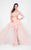Terani Couture - Three-quarter Sleeve High-Low Prom Dress 1711P2716 In Pink and Neutral