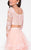 Terani Couture - Three-quarter Sleeve High-Low Prom Dress 1711P2716 In Pink and Neutral