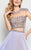 Terani Couture - Embelished Two Piece A-line with Side Slit Prom Gown  1711P2725 In Purple and Neutral