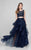 Terani Couture - Whimsical Beaded Illusion Neck Two-Piece Tulle Gown 1711P232 In Black