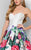 Terani Couture - Sweetheart Floral Print Mikado Gown 1711P2862 In White and Multi-Color