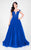 Terani Couture - Lace Accented Illusion Bodice Tulle Ballgown 1711P2864 In Blue