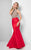 Terani Couture - Breathtaking Beaded Halter Neck Mermaid Dress 1712P2457 In Red