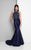Terani Couture - Breathtaking Beaded Halter Neck Mermaid Dress 1712P2457 In Blue