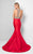 Terani Couture - Breathtaking Beaded Halter Neck Mermaid Dress 1712P2457 In Red
