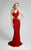 Terani Couture - Alluring Beaded V-neck Mermaid JerseyGown 1712P2481 In Red