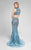 Terani Couture - Beautiful Beaded Pattern Mock Neck Mermaid Gown 1712P2494 In Blue