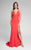 Terani Couture 1712P2498 Deep V Neck Smooth Fitting Mermaid Gown in Red and Orange