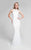 Terani Couture - Crystal and Pearl Halter Fit and Flare Prom Gown 1712P2534 In White