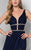 Terani Couture - Lavish Shirred Sheath Gown with Gilded Details 1712P2535 In Blue