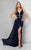 Terani Couture - Lavish Shirred Sheath Gown with Gilded Details 1712P2535 In Blue