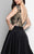 Terani Couture - Dimensional Hi-low Gown with Train 1712P2538 In Black and Gold