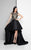 Terani Couture - Dimensional Hi-low Gown with Train 1712P2538 In Black and Gold