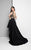 Terani Couture - Dimensional Hi-low Gown with Train 1712P2538 In Black and Gold