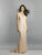 Dave & Johnny - A7858 Deep V-neck Feathered Trumpet Dress In Pink