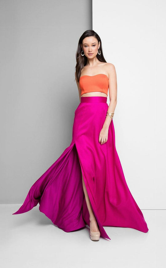 Terani Couture - Vibrant Two Piece Gown 1712P2741 In Pink and Orange