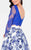 Terani Couture - Illusion and Printed Two-piece Gown 1712P2750 In Blue and White