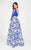 Terani Couture - Illusion and Printed Two-piece Gown 1712P2750 In Blue and White