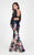 Terani Couture - Printed Two-piece Mermaid Gown 1712P2751 In Black and Multi-Color