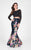 Terani Couture - Printed Two-piece Mermaid Gown 1712P2751 In Black and Multi-Color