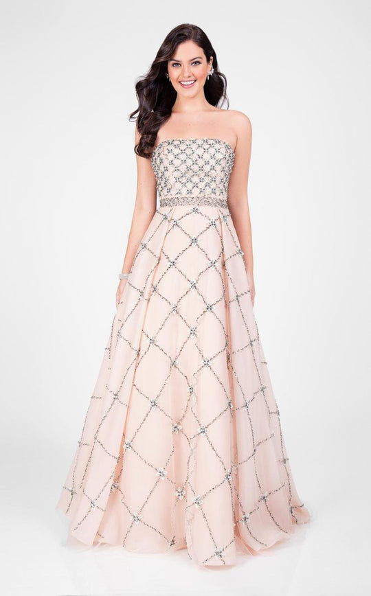 Terani Couture - Glittering Straight Neck Ball Gown 1712P2890 In Neutral