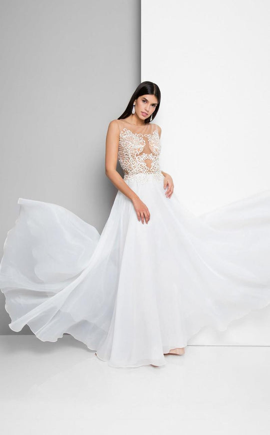 Terani Couture - Elegant Embellished Open Back Gown 1712P2900 In White