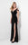 Terani Couture - Alluring Bead and Laced Plunging Neck Sheath Dress 1713P2547 In Black