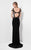 Terani Couture - Alluring Bead and Laced Plunging Neck Sheath Dress 1713P2547 In Black