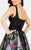 Terani Couture - Pleated Floral Print A-Line Cocktail Dress 1715P3819 in Black and Multi-Color
