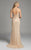 Lara Dresses - 32938 Beaded Sleeveless Plunging Sheath Long Dress In Neutral