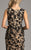 Lara Dresses - Sleeveless Floral V Neck Long Dress 32968 in Nude and Black