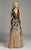 Lara Dresses - Sleeveless Floral V Neck Long Dress 32968 in Nude and Black